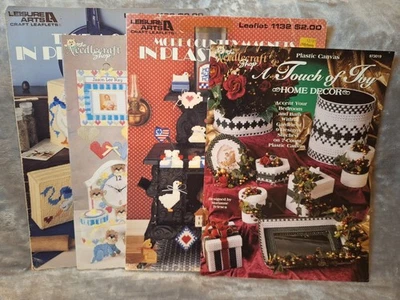 Vintage Plastic Canvas Design Leaflets Lot Of 4 Geese Animal Magnets Baby Bears  - Image 1 of 4