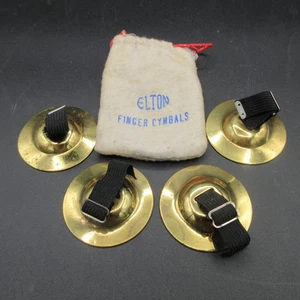 Vintage Elton Messing Finger Becken Bauchtänzerin Reißverschlüsse 4er Set mit Gurtbeutel - Bild 1 von 14