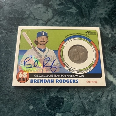 2017 Topps Heritage Minors AUTO 1968 Mint Coins /5 BRENDAN RODGERS  #68M-BRO - Image 1 of 4