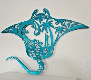 Metal Stingray Fish Wall Decor Sport Fish Metal Wall Manta Ray Sculpture - Picture 1 of 5