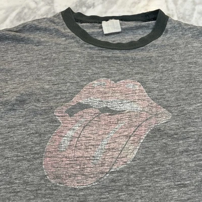 Винтажная мужская футболка Rolling Stones Ringer большой одинарный шов язык и губы  - Изображение 1 из 4