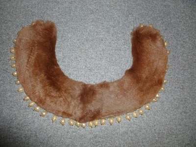 1950s Brown Rabbit Fur "Choker" Collar W/ Faux Dangling Pearl Trim Baar & Beard - Image 1 of 2