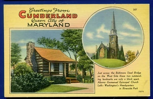 Cumberland Maryland MD Queen City 2 Ansichten Leinen Postkarte - Bild 1 von 2