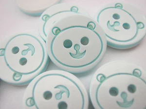 10 Baby Blue Bear Buttons 13mm (1/2 inch) Resin Animal Baby Boy Clothes Buttons - Picture 1 of 3