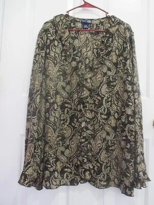 Mujer Venezia Jeans Talla 26/28 Manga Larga Seda Volantes Top Foto 1 de 4