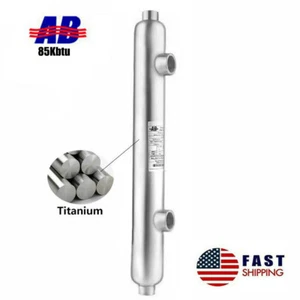 Titanium Swimming Pool Heat Exchanger 85kBtu Same Side 1" + 3/4"FPT Mariculture - Picture 1 of 10
