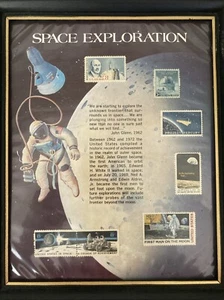 Space Exploration Vintage Framed US Postage Stamp Collection Display - Picture 1 of 2