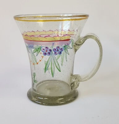 Antique Arts & Crafts Historismus Enamelled Glass Beaker Heckert Theresienthal - Image 1 of 4