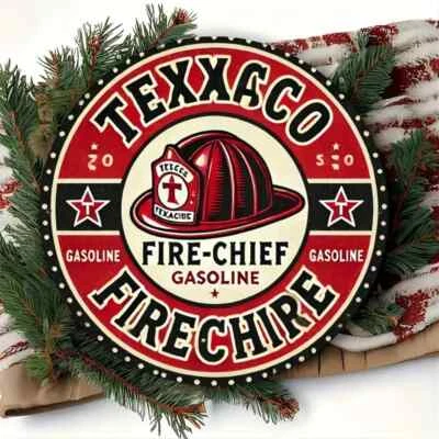 Letrero redondo resistente a la intemperie Texaco Fire Chief ESTILO RETRO GARAJE HOMBRE CUEVA Foto 1 de 2