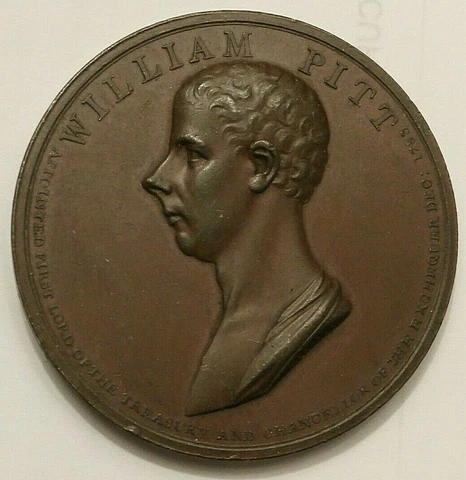 1806 DEATH OF WILLIAM PITT BRONZE MEDAL DIFFERENT REVERSE 53.5MM # C1789 Cover