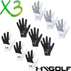 UNDER ARMOUR UA MEDAL SYNTHETIC TEXTURED MENS GOLF GLOVE LEFT HAND PACK OF 3