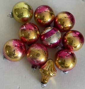 Mixed Lot of 10 Vintage Shiny Brite  Mercury Glass Christmas Ornaments - Picture 1 of 4