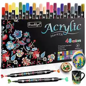 48 Colors Acrylic Paint Markers Pens Set 24 Pack Acrylic Paint Pens with Dua - Picture 1 of 7