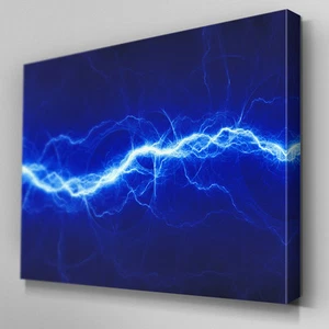 AB523 Electric Spark Abstract Blue Canvas Wall Art Ready to Hang Picture Print - Picture 1 of 1