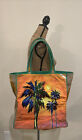 PAUL BRENT Purse Seaside Beach Palm Tree Cotton Tote Handbag Embellished Used