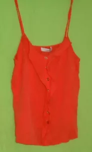 Oasis Button Frill Front Cami coral orange camisole vest Size 12 New Tags BNWT - Picture 1 of 6