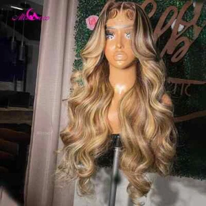 13x4 Highlight Blonde Lace Front Human Hair Wig Women Preplucked Remy Hair Wig - Picture 1 of 9
