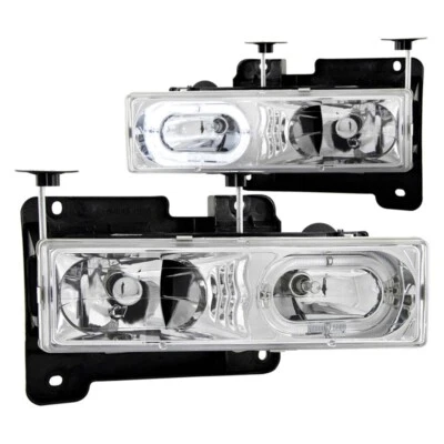 ANZO For 1988-1998 Chevrolet C1500 Crystal Headlights Chrome W/ Halo - Image 1 of 4