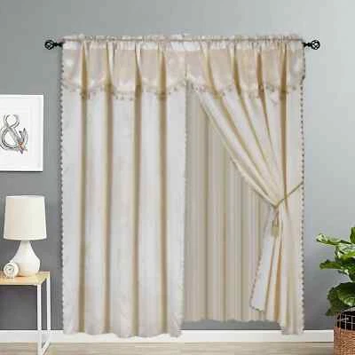 Juego de 2 paneles cortinas de ventana (120" W X 84" L) con cenefa y respaldo transparente NADA Foto 1 de 4