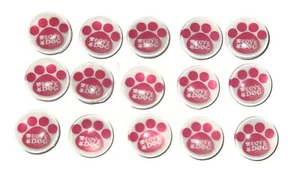 I LOVE DOG GLASS Thumb Tacks - Set of 15 Handmade Decorative Pins - Picture 1 of 3