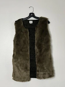 Faux Fur & Knit Vest For Women Size S By B-Sharp Brown - Picture 1 of 6