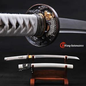 Koi Fish Wakizashi Damascus Folded Steel Japanese Samurai Handmade Sharp Sword - Picture 1 of 12
