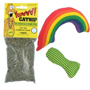 Yeow Cat Kitten 10oz Cat Nip Bag, Rainbow & Stinkie Fish, Catnip Toy Bundle Toy - Picture 1 of 6