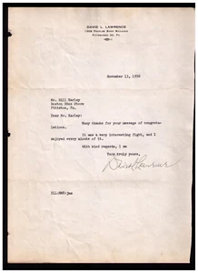 November 1958 SIGNED LETTER David L. Lawrence Governor Pennsylvania Pittsburgh - Picture 1 of 2