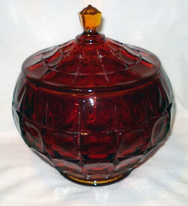 Tiara Indiana Ruby Sunset Amberina Glass Constellation Cookie Biscuit Jar Candy - Picture 1 of 4
