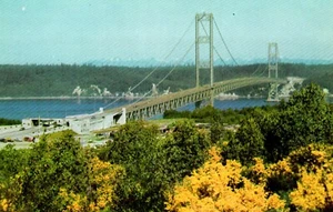 Union Oil Company Tacoma Narrows Bridge Washington Postcard - Picture 1 of 2