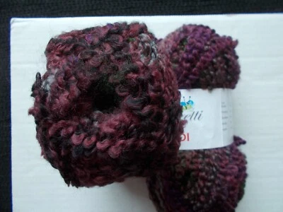 Rozetti Tedi bulky wool blend boucle yarn, burgundy/olive, lot of 2 (82 yds ea) - Image 1 of 3