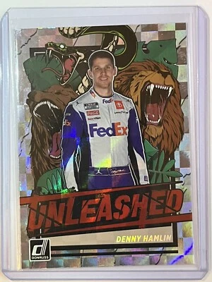 2023 Donruss Racing Denny Hamlin Checker Unleashed NASCAR Card #U6 NM/MINT - Image 1 of 2