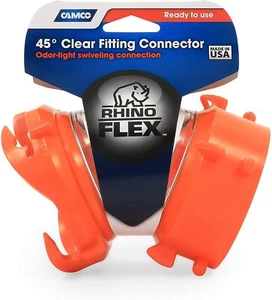 Camco 39847 RhinoFLEX 45 Degree Rotating Sewer Hose Bayonet Adapter, Clear, DAS - Picture 1 of 3