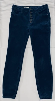 Anthropologie Pilcro Corduroy Pants Blue Green Button Fly High Rise Skinny 28 - Image 1 of 4