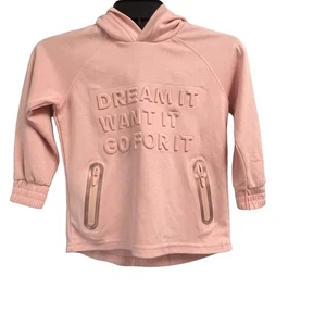 ZARA Kids Size 6 Girls Pink Hoodie Pullover Inspirational Zip Pockets - Picture 1 of 5
