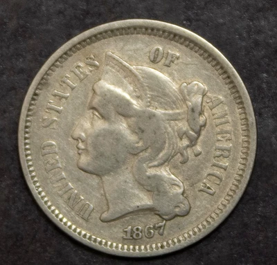 1867 Three Cent Nickel VF   Lot 4046 - Image 1 of 2