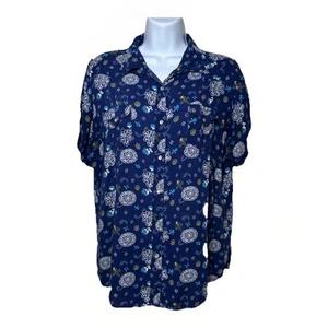 Camisa Western Vintage Wrangler Para Mujer XL Floral Azul Perla A Presión Con Botones - Imagen 1 de 7