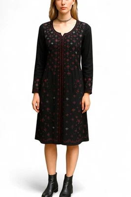 Antik Batik Dress Designer Vintage Beaded Embroidered Embellished Boho Hippie M - Image 1 of 4