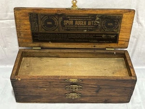 Antique Box ONLY Russell Jennings Stanley Steel Spur Auger Bit Natural Patina - Picture 1 of 13