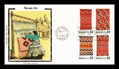 DR JIM STAMPS US COVER NAVAJO ART BLANKET WEAVING FDC SETENANT COLORANO SILK - Image 1 of 2