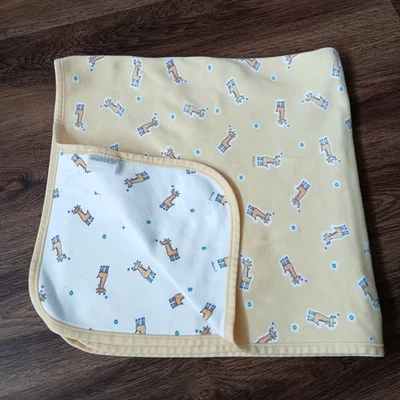 Cobertor de recepção vintage Carter's John Lennon EMU NAMAE girafa algodão amarelo branco - Imagem 1 de 4