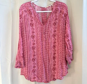 Soft Surroundings Tunic Top Western Large Beaded Boho Coquette Coastal 19256x - Picture 1 of 8