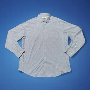 Peter Millar Shirt Mens XL Blue Summer Comfort Button Up Long Sleeve Check Plaid - Picture 1 of 4