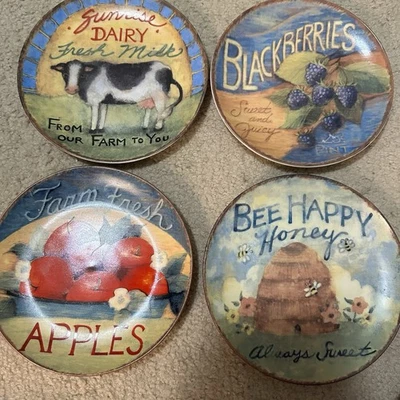 Cracker Barrel Farmers Market Set of 4 Dessert Plates by Susan Winget 8”  - Image 1 of 4