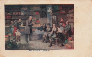 DAS POLITISCHE ARGUMENT GRUSS POSTKARTE MENSCHEN VERSAMMELT IM GEMISCHTWARENLADEN 1910 - Bild 1 von 2