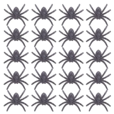  25 Piezas Juguetes Espeluznantes Insectos Falsos Arañas Peludas Negras Halloween Animal Decoración Foto 1 de 4