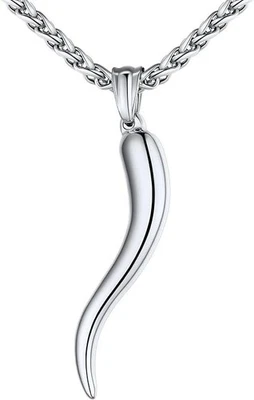 Italian Horn Necklace for Women Men, 18K Gold Plated Sterling Silver Cornicel... - Image 1 of 4