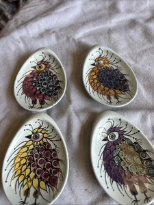 Royal Copenhagen Tenera Signed Beth Breyer Crazy Bird Mini Oyster Dishes X4 - Picture 1 of 9