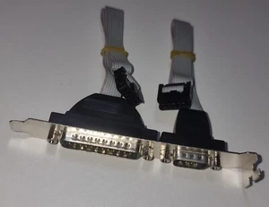 DB25 & DB9 Slotblech-Kabel – LPT Parallel + RS232 COM Seriell – 25+9 Pin - Bild 1 von 5