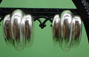 "Pesados pendientes acanalados de plata esterlina 925 de 27,4 gramos espalda enganchada 7/8" - Imagen 1 de 17